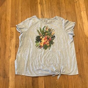 Ruff hewn gray flowers parrots tied bottom shirt size 1x